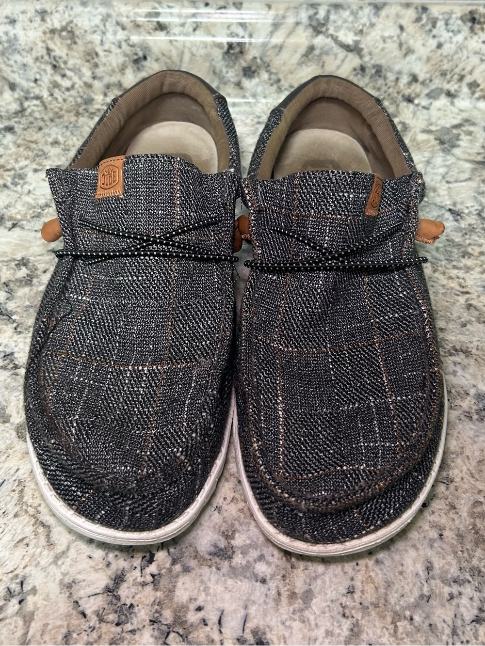 Hey Dude Wally Plaid Grey Men’s Size 12 Slip On Casual Shoes